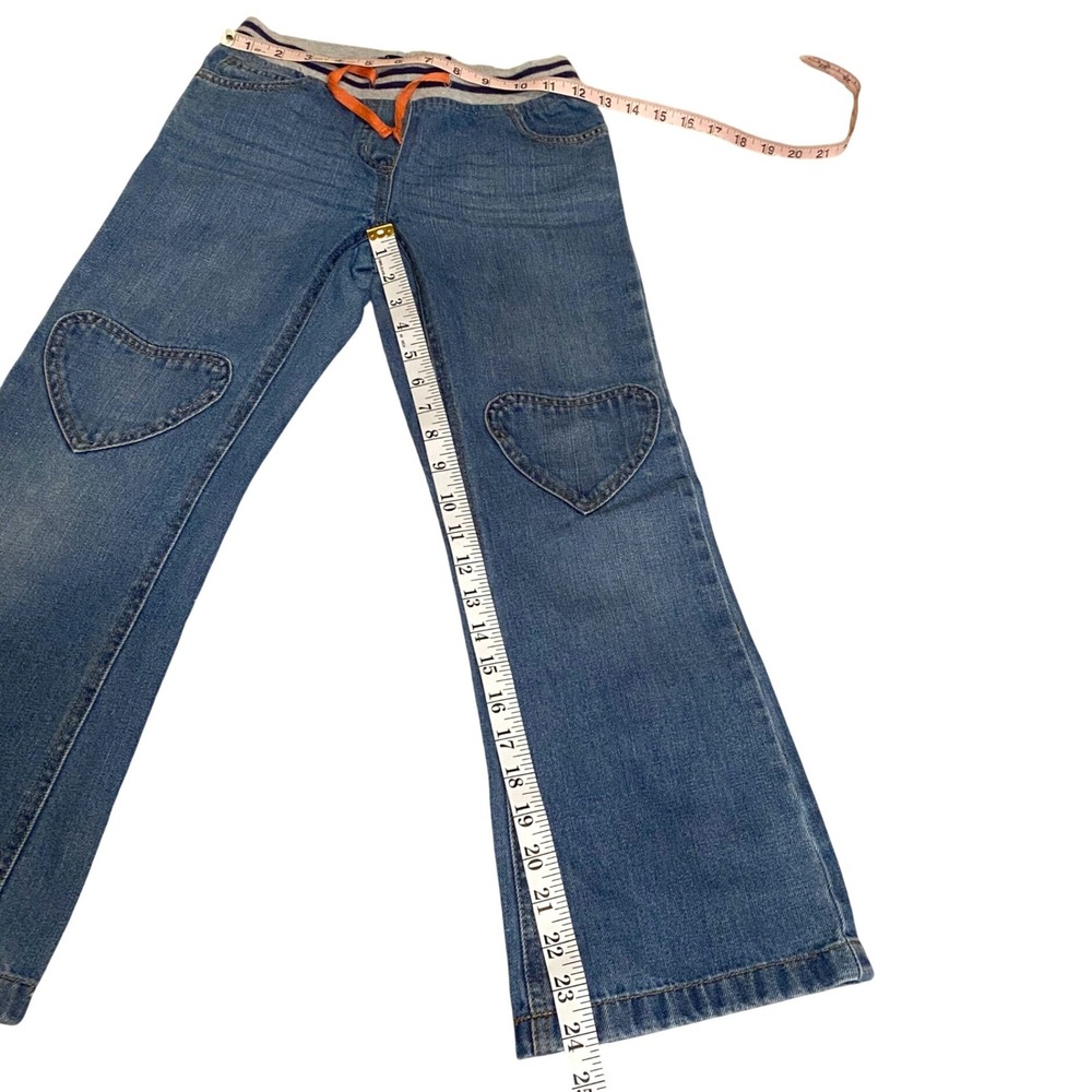 MINI BODEN Heart Patch Denim Jeans Size 10 Med Wash Stripe Elastic Waist Pull On - Picture 9 of 9